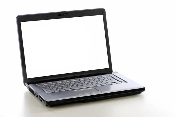 Laptop Tela Branco Com Fundo Branco Isolado — Fotografia de Stock