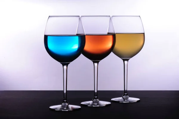 Colorful Drinks Glasses Grey Background — Stock Photo, Image