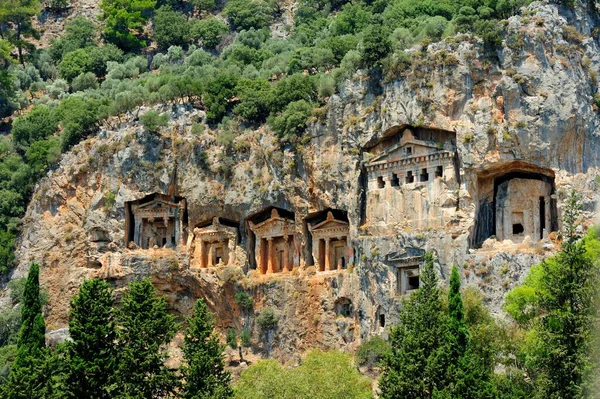 stock image king tombs carved into the rocks belonging to the ancient period, Dalyan Tukey