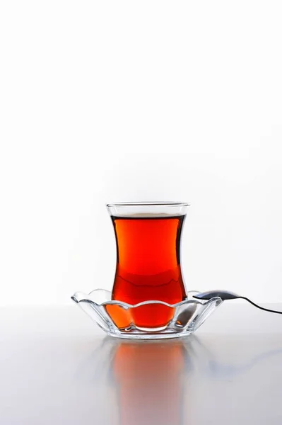 Turkish Tea Classic Glass Cup Whire Background — Stock Photo, Image
