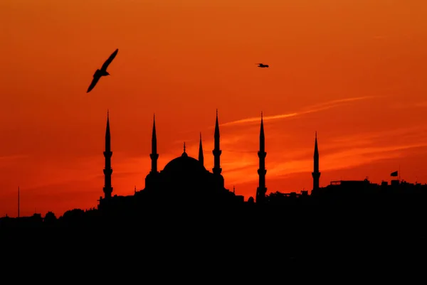 Istanbul Mezquita Azul Atardecer Por Noche — Foto de Stock