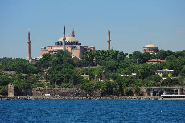 stock image View of the historical Hagia Sophia museum from the sea, Istanbul