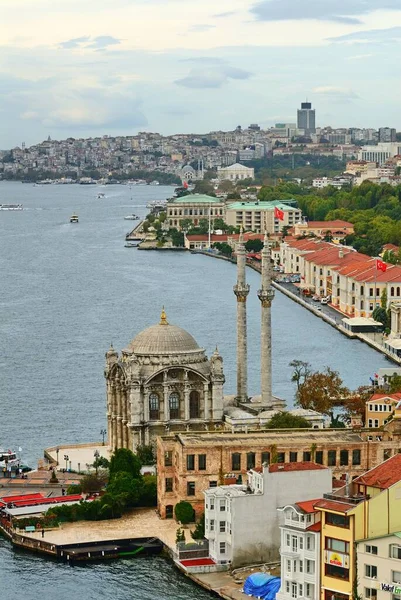 Ortakoy Mecidiye Moschee Und Ciragan Palast Und Istanbul Luftaufnahme — Stockfoto