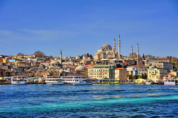 Suleymaniye Τζαμί Golden Horn Άποψη Στην Κωνσταντινούπολη Τουρκία — Φωτογραφία Αρχείου