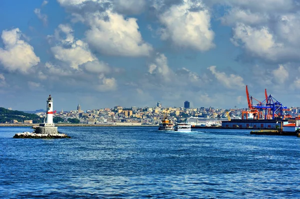 Істанбул Вид Протоку Босфора Портовому Місті — стокове фото