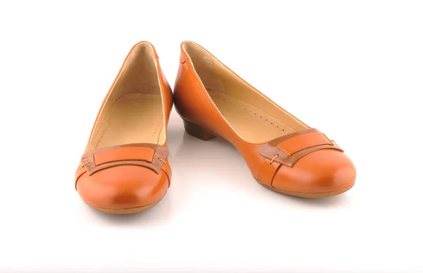 Kvinnors Orange Skor Isolerad Vit Bakgrund — Stockfoto