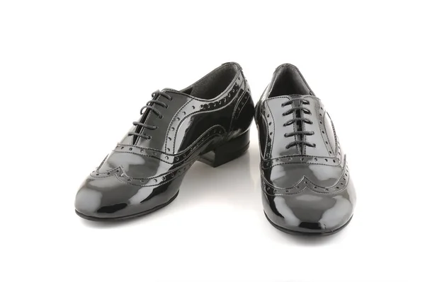 Paar Schwarze Schuhe Auf Weißem Hintergrund — Stockfoto