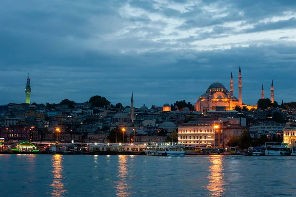 Mezquita Suleymaniye Noche Nublada Estambul — Foto de Stock