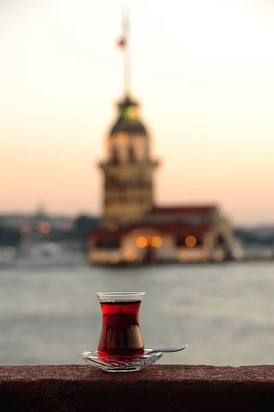 Turkish Tea Background Bosphorus Istanbul — Stock Photo, Image