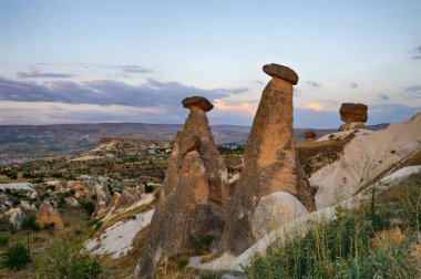 Large-scale panoramic view of Cappadocia, natural geological formations of extraordinary beauty. Famous touristic destination in Turkey clipart
