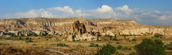 Velký Panoramatický Výhled Kappadokii Přírodní Geologické Útvary Mimořádné Krásy Slavná — Stock fotografie