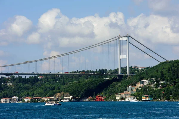 Πανοραμική Θέα Της Γέφυρας Fatih Sultan Mehmet Από Θάλασσα Στον — Φωτογραφία Αρχείου