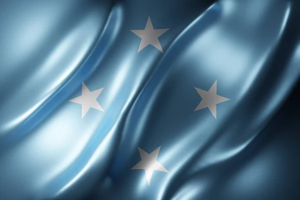 三维渲染一个丝绸密克罗尼西亚国旗的细节 — 图库照片