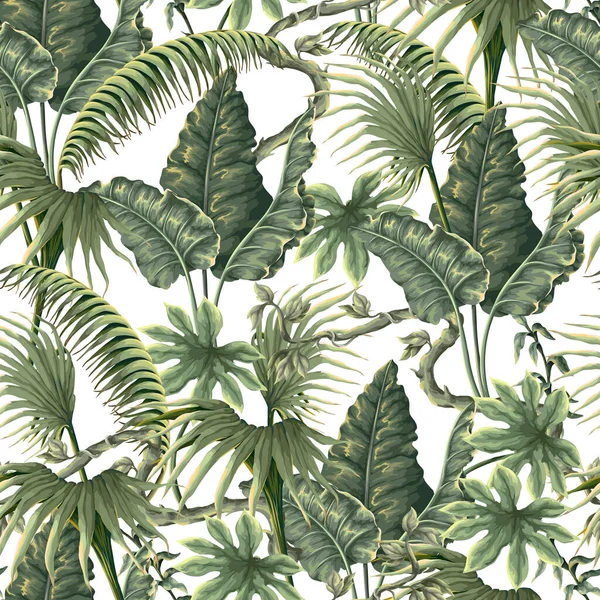Bezešvé Vzory Džunglí Rostlin Listí Viktoriánském Stylu Vektor — Stockový vektor