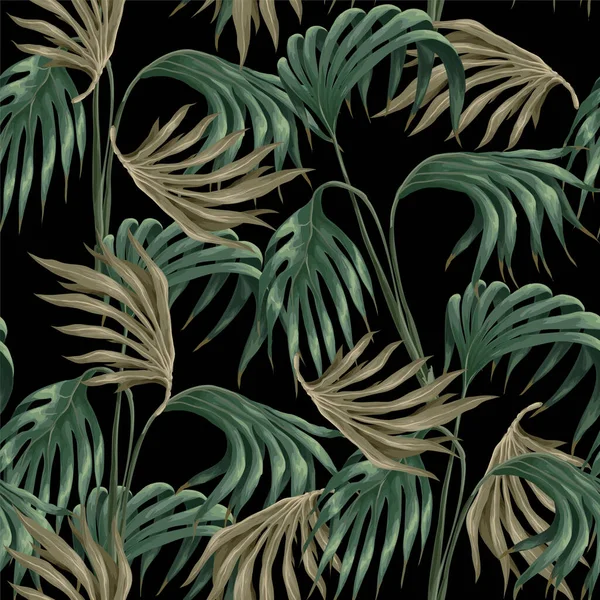 Palmiye Yapraklarıyla Kusursuz Desen Vektör — Stok Vektör