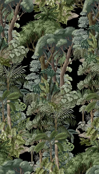Luxus Nahtlose Muster Mit Dschungelbäumen Vektor — Stockvektor