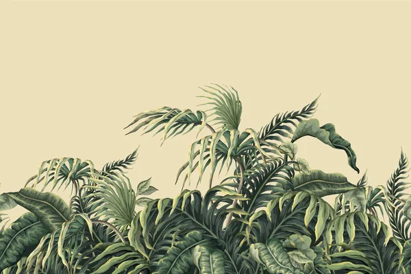 Граница Джунглями Тропическими Листьями Вектор — стоковый вектор