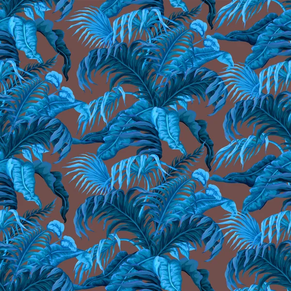 Bezešvé Vzory Džunglí Tropickými Listy Vektor — Stockový vektor