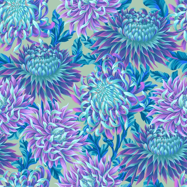 Seamless Pattern Chrysanthemums Vector — Stock Vector