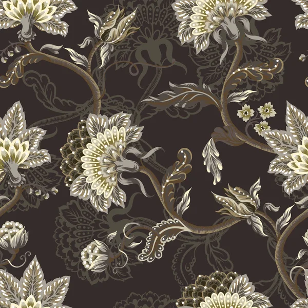 Απρόσκοπτη Μοτίβο Ινδική Floral Στολίδι Διάνυσμα — Διανυσματικό Αρχείο