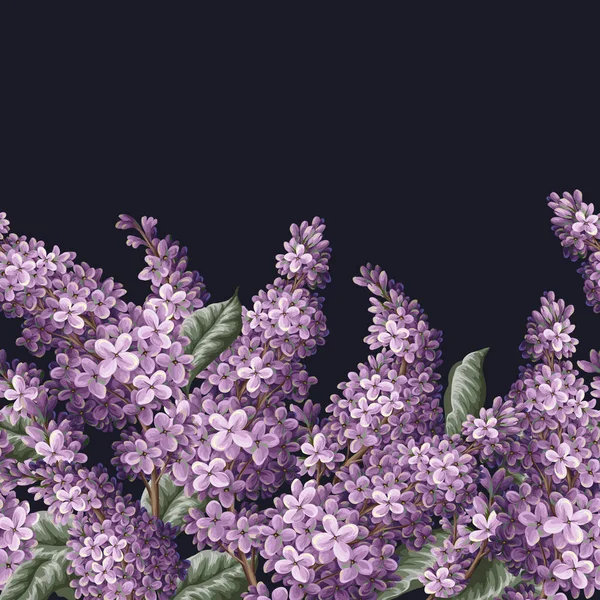 Border Purple Lilacs Vector — Stock Vector