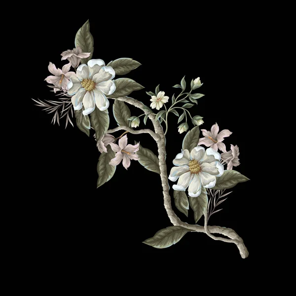 Ramas Magnolia Aisladas Vector — Archivo Imágenes Vectoriales