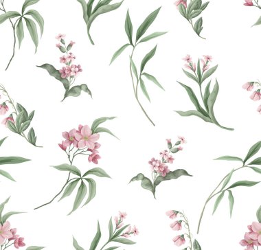 Pembe çiçekli kusursuz desen. Vektör