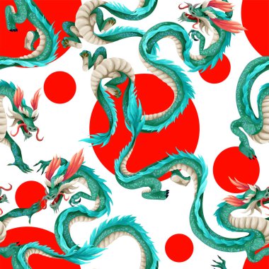 Yeşil ejderhalarla kusursuz desen. Vektör