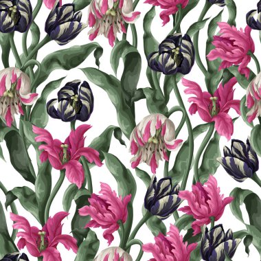 Klasik lalelerle kusursuz bir desen. Vektör