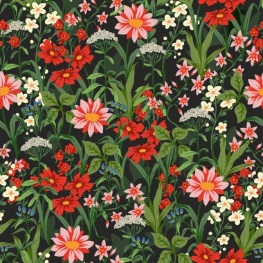 Pürüzsüz desenli bahar çiçekleri. Vektör