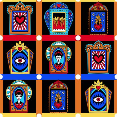 Meksikalıların pencereleri, kalbi ve şekeri pürüzsüz. Vektör