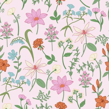 Kusursuz çiçek deseni ve kır çiçekleri.