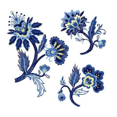 Nakışlı Hint elementleri izole edildi. Vektör