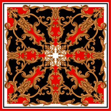 Barok vintage elementlerle eşarp tasarla. Vektör