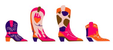 Americans cowboy boots isolated. Vector clipart