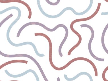 Kalın desenli kıvrımlar. Tek renkli, soyut, dikişsiz desen. Vektör karalama el çizimi illüstrasyonu