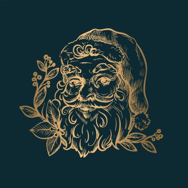 Noel Baba ve diğer Noel elementleri oyuncak tarzında izole edilmiş. Vektör