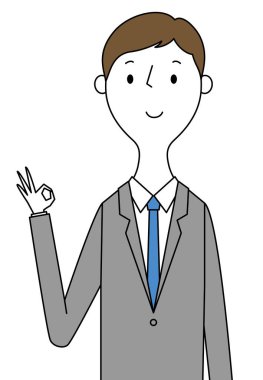 Genç işadamı OK işareti veriyor. Bu, 