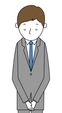 Genç işadamı selamlıyor. Bu, selamlayan genç bir iş adamının resmi..