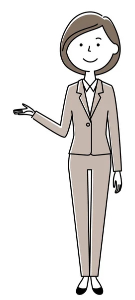 Žena Obleku Vysvětlit Podnikatelka Ilustrace Ženy Obleku Vysvětlit — Stockový vektor