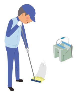 Temizlik personeli paspaslama / Temizlik personelinin bir çizimi.