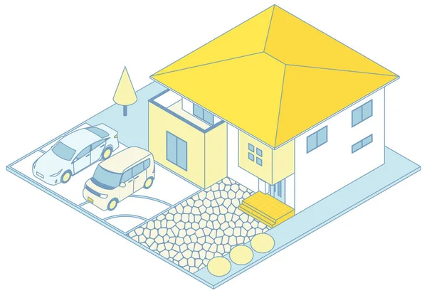 House Car Isometric Drawing Isometric Illustration House Car — Vector de stock