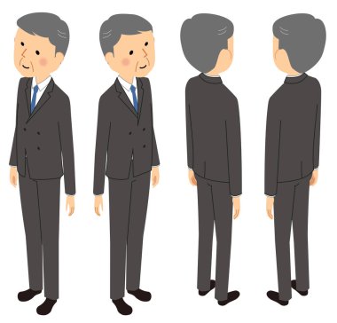 Takım elbiseli bir adamın Isometric illüstrasyonu / Takım elbiseli bir adamın izometrik çizimi.