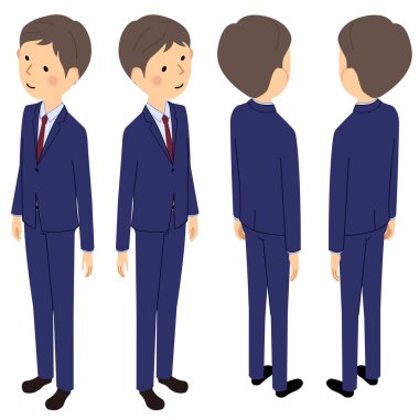 Takım elbiseli bir adamın Isometric illüstrasyonu / Takım elbiseli bir adamın izometrik çizimi.