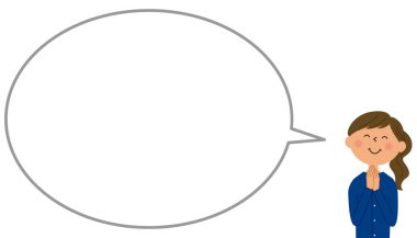 Mutlu genç bir kadın, konuşma balonu. Bu mutlu genç bir kadının konuşma baloncuğu çizimi..