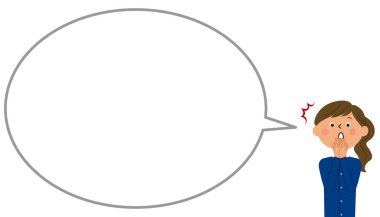 Şaşırmış genç bir kadın, konuşma balonu. Bu şaşırmış genç bir kadının konuşma baloncuğu çizimi..