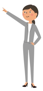 - Takım elbiseli bir kadın parmağını işaret ediyor. - Takım elbiseli bir kadın bir hedefi işaret ediyor..