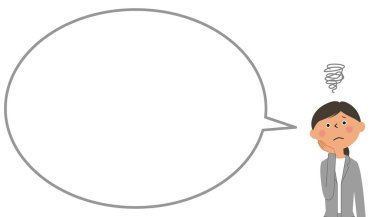 Sorunlu takım elbiseli kadın, balon / Sorunlu takım elbiseli bir kadının balon çizimi.