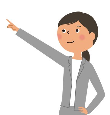 - Takım elbiseli bir kadın parmağını işaret ediyor. - Takım elbiseli bir kadın bir hedefi işaret ediyor..