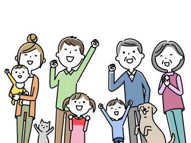 Mutlu üç kuşak aile. Bu üç kuşak mutlu bir ailenin resmi..